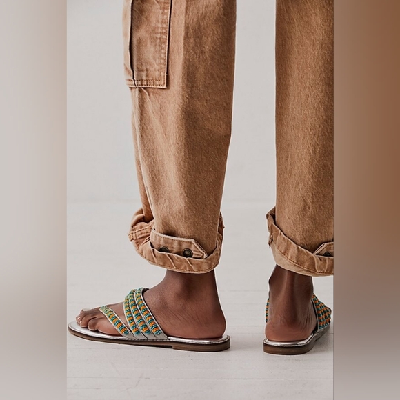 FREE PEOPLE BEATRICE BEADED FLAT SANDAL, SIZE 39 - Picture 3 of 15